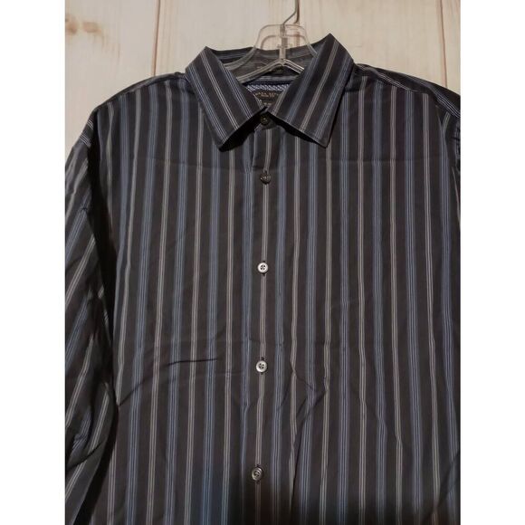 Banana‎ Republic Shirt Men's Large Slim Fit Navy Button Front Long Sleeve - Picture 3 of 8